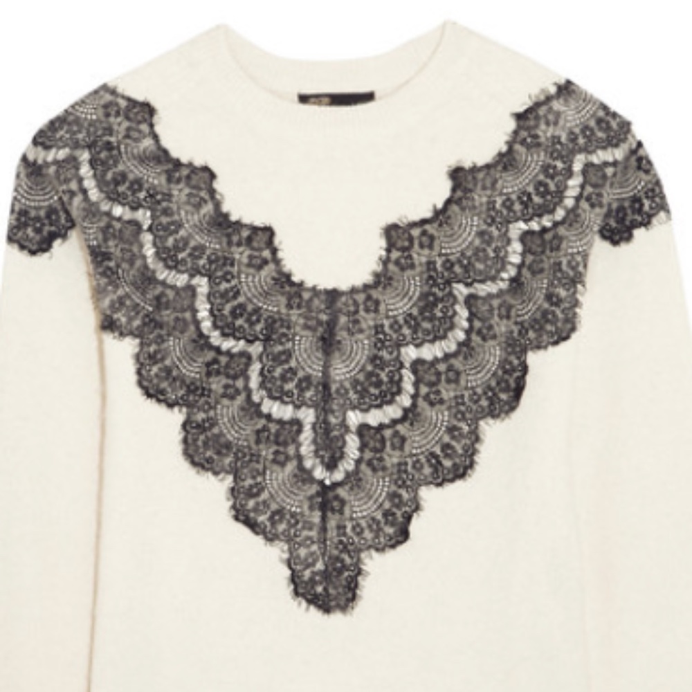 Maje Size 1 Lace appliqué sweater